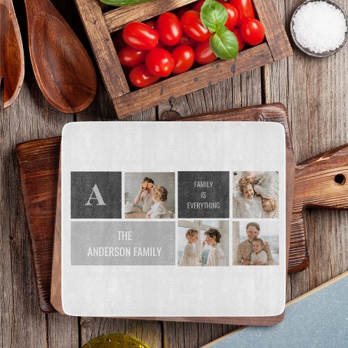 Moden 3Collage Photo  Grey Best Family Gift Cutting Board