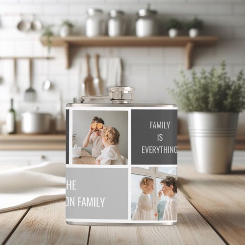 Moden 3Collage Photo  Grey Best Family Gift Flask