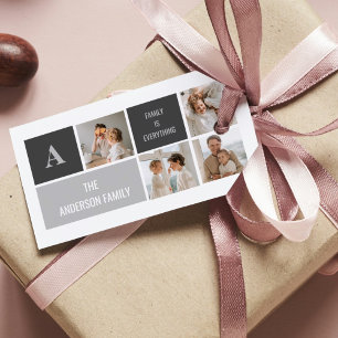 Moden 3Collage Photo & Grey Best Family Gift Gift Tags