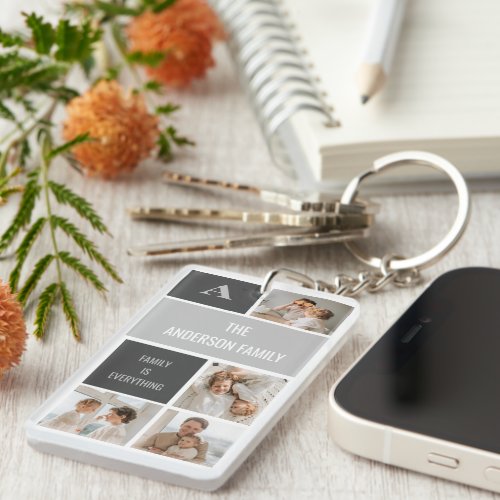 Moden 3Collage Photo  Grey Best Family Gift Keychain
