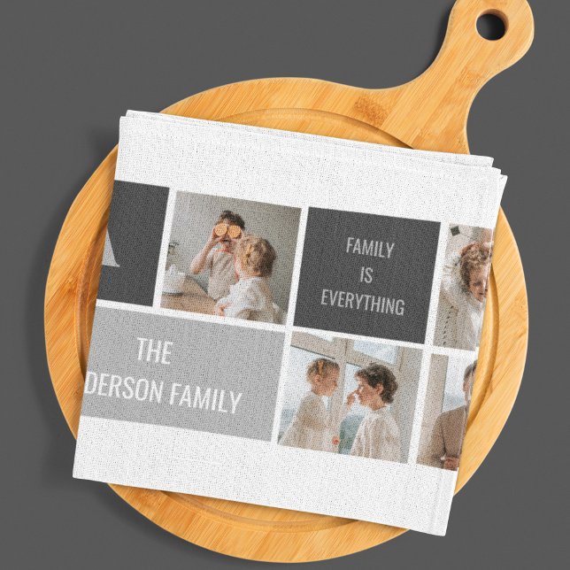 Moden 3Collage Photo & Grey Best Family Gift Kitchen Towel (Creator Uploaded)