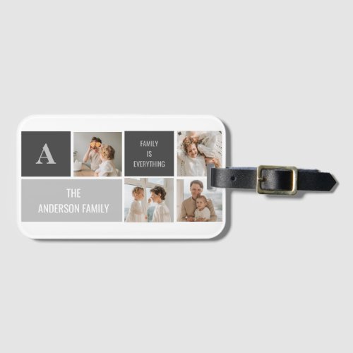 Moden 3Collage Photo  Grey Best Family Gift Luggage Tag