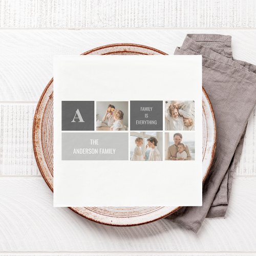 Moden 3Collage Photo  Grey Best Family Gift Napkins