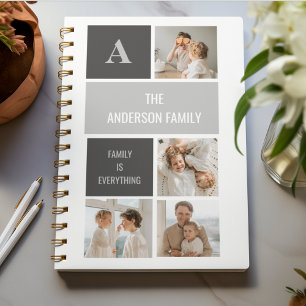 Moden 3Collage Photo & Grey Best Family Gift Notebook
