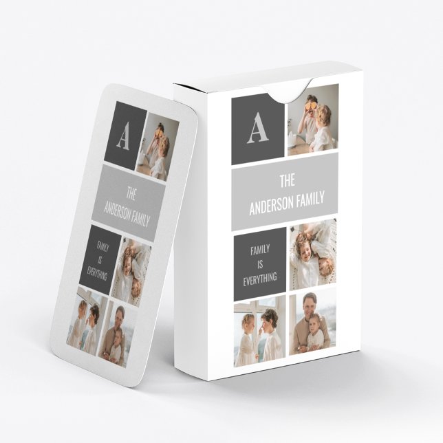 Moden 3Collage Photo & Grey Best Family Gift Poker Cards (Creator Uploaded)