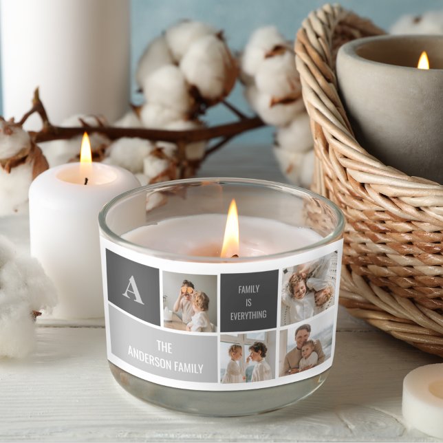 Moden 3Collage Photo & Grey Best Family Gift Rectangular Sticker (Creator Uploaded)