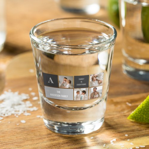 Moden 3Collage Photo  Grey Best Family Gift Shot Glass
