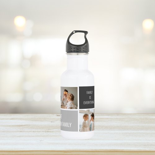 Moden 3Collage Photo  Grey Best Family Gift Stainless Steel Water Bottle