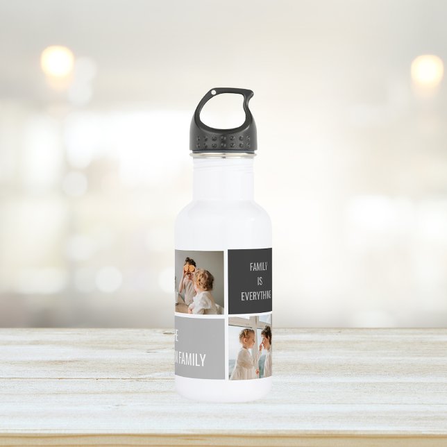 Moden 3Collage Photo & Grey Best Family Gift Stainless Steel Water Bottle (Creator Uploaded)