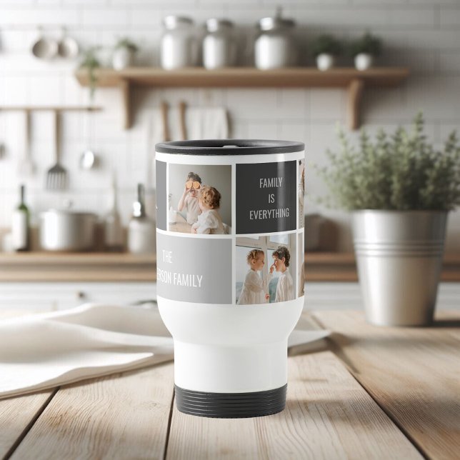 Moden 3Collage Photo & Grey Best Family Gift Travel Mug (Creator Uploaded)