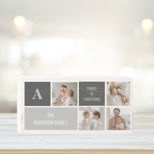 Moden 3Collage Photo  Grey Best Family Gift Wooden Box Sign