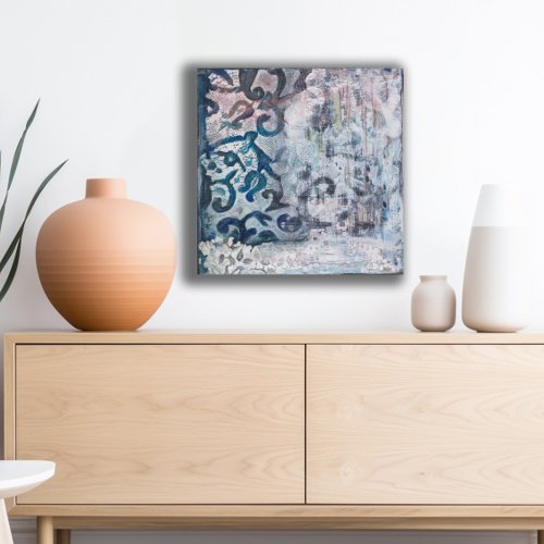 Moden Abstract Painting Azure Elegy Canvas Print