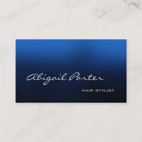 Moden Blue Handwriting Script Hair Stylist Business Card