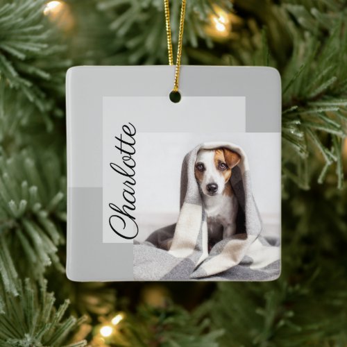 Moden Minimal Geometric Dog Photo Ornament