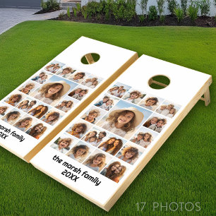 Moden, Minimal Photo Grid with 17 Photos Cornhole Set