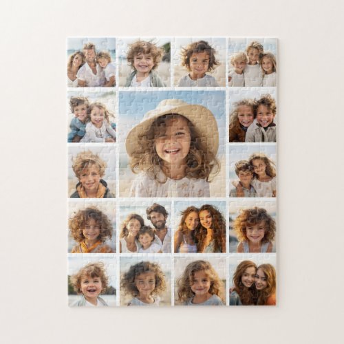 Moden Minimal Photo Grid with 17 Photos Jigsaw Puzzle