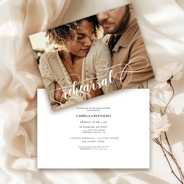 Moden Minimalist  Rehearsal Dinner Photo Invitation (Creator Uploaded)