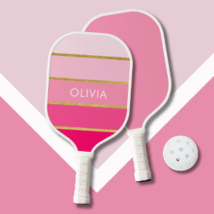 Moden pink gold personalized pickleball paddle
