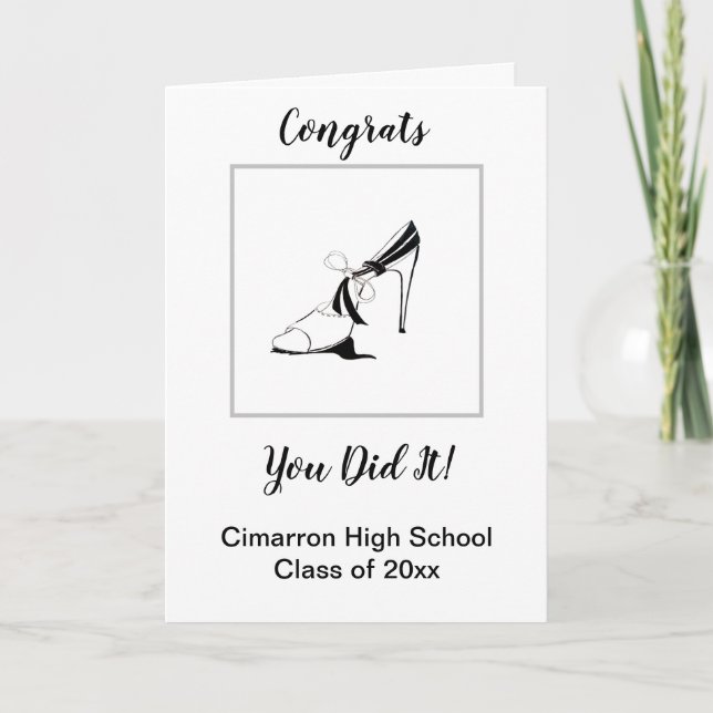 Moden Slipper Black Graduate Congrats You Did It Card (Front)