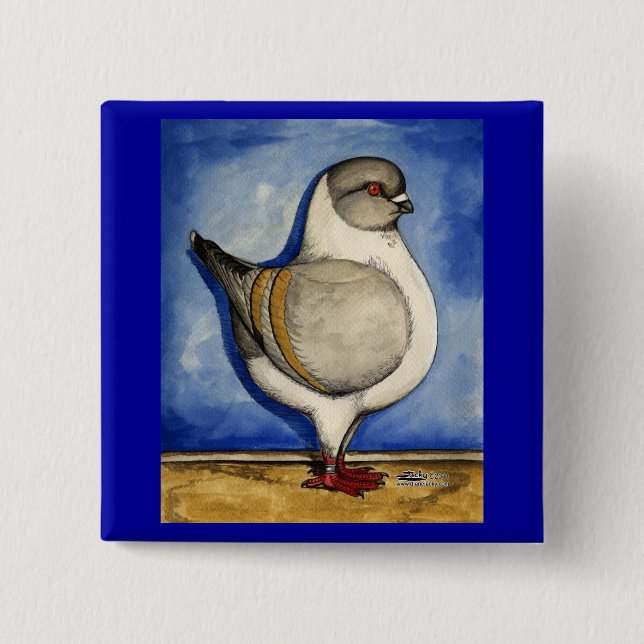 Modena Silver Gazzi Pigeon Pinback Button (Front)