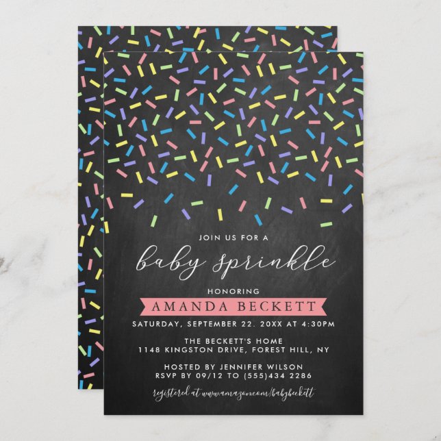Moder Chalkboard Sprinkle Baby Shower Invitation (Front/Back)