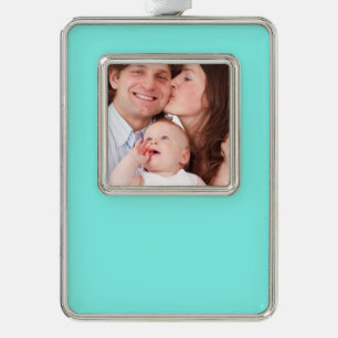 moder chic minimalist monogram turquoise aqua blue christmas ornament