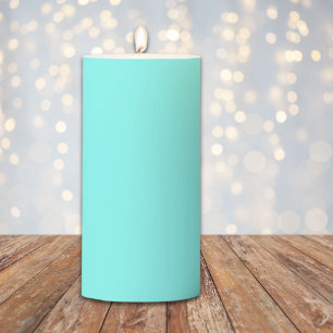 moder chic minimalist monogram turquoise aqua blue pillar candle