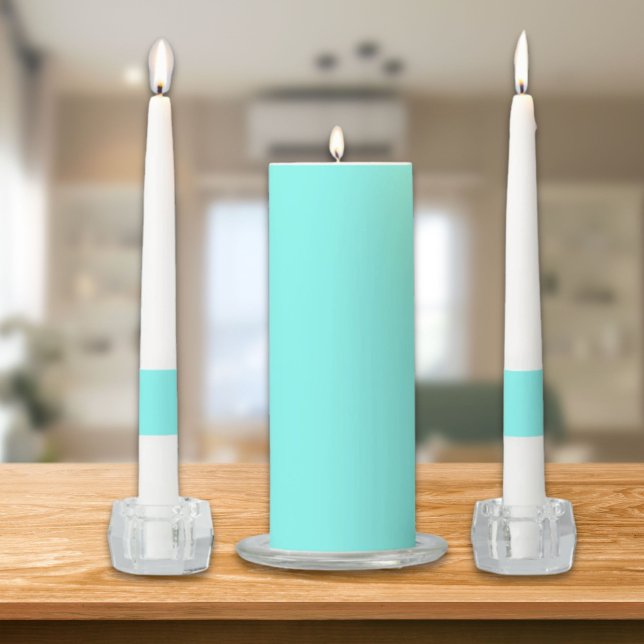 moder chic minimalist monogram turquoise aqua blue unity candle set (moder chic minimalist monogram turquoise aqua blue unity candle set)