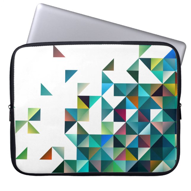 Moder Colorful Geometric Shapes Triangles Pattern Laptop Sleeve (Front)