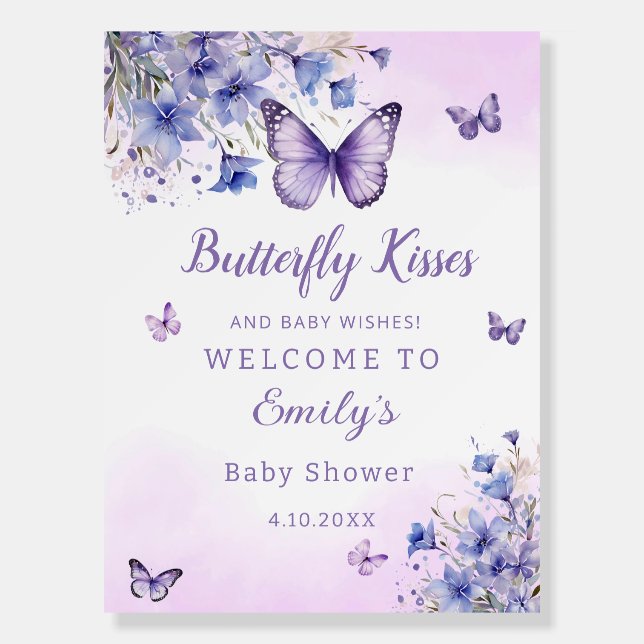 Moder cute Butterfly Floral baby shower welcome Foam Board (Front)