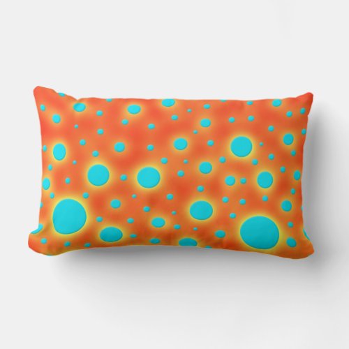 Moder Design Turquoise Dots on Bright Orange Lumbar Pillow
