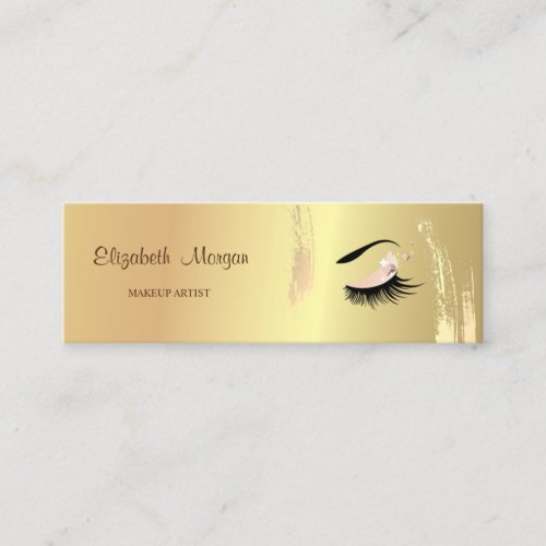 Moder Elegant Gold Brush Stroke Lashes Makeup Mini Business Card