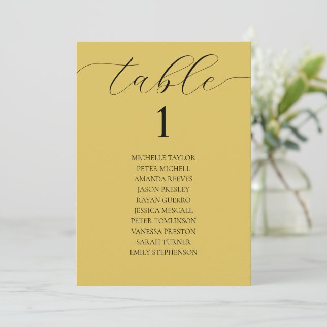 Moder Elegant Sunflower Yellow Seating Chart Invitation (Standing Front)