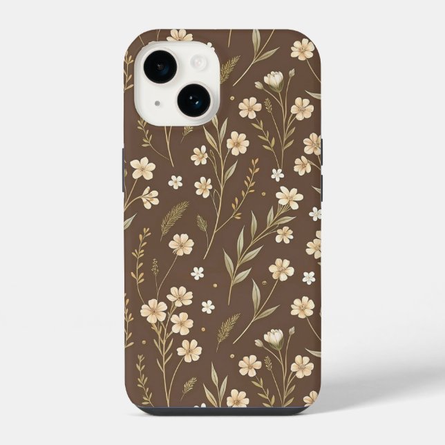 Moder Pattern Wilflowers Brown Background iPhone Case (Back)