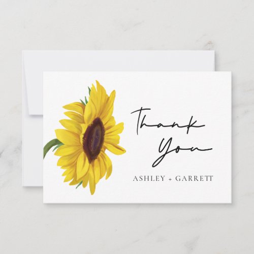 Moder Rustic Sunflower Wedding Thank You Card