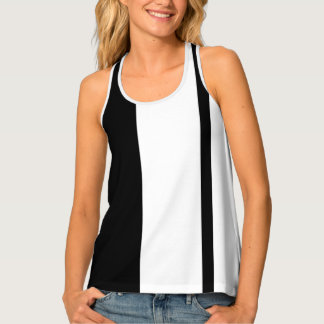 Moderate Black and White Stylized Vertical Bands Tank Top