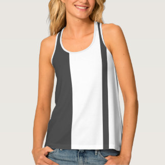 Moderate Black and White Stylized Vertical Bands Tank Top