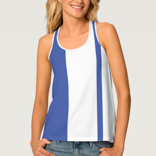 Moderate Black and White Stylized Vertical Bands Tank Top (Front)