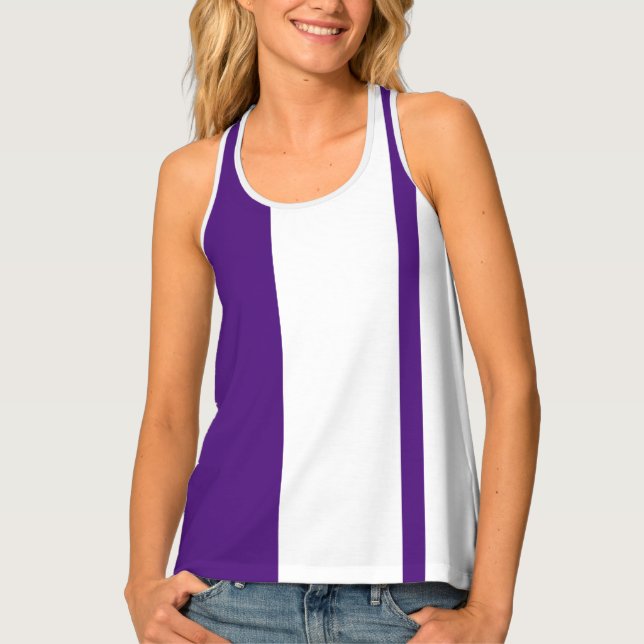 Moderate Black and White Stylized Vertical Bands Tank Top (Front)