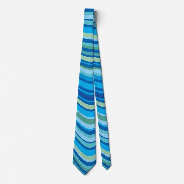 Moderate Blue Classic Rounded Stripes Neck Tie (Front)