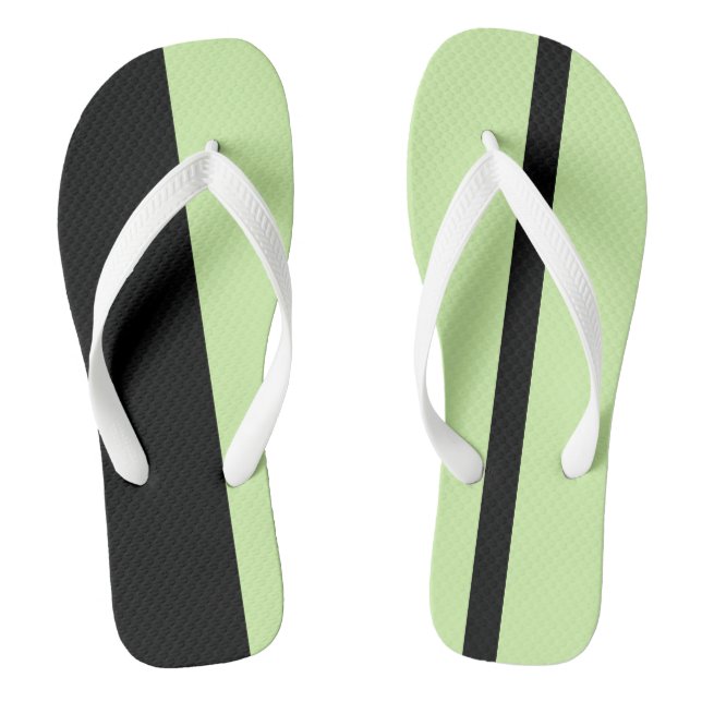 Moderate Light Green Stylized Vertical Bands Flip Flip Flops (Footbed)