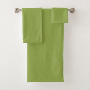 Moderate Lime Green Solid Color Bath Towel Set