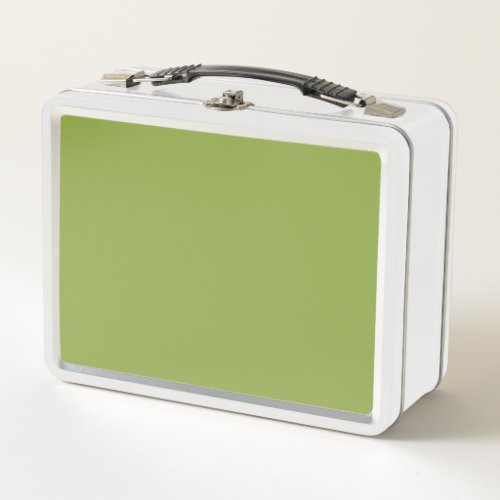 Moderate Lime Green Solid Color Metal Lunch Box