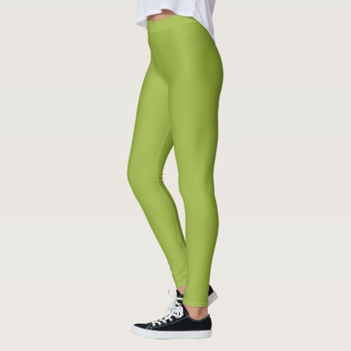   Moderate lime green solid color yellow_ green Leggings