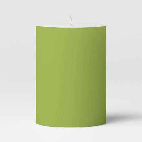 Moderate lime green solid color yellow_ green  pillar candle