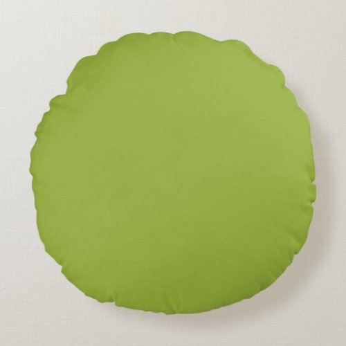   Moderate lime green solid color yellow_ green Round Pillow