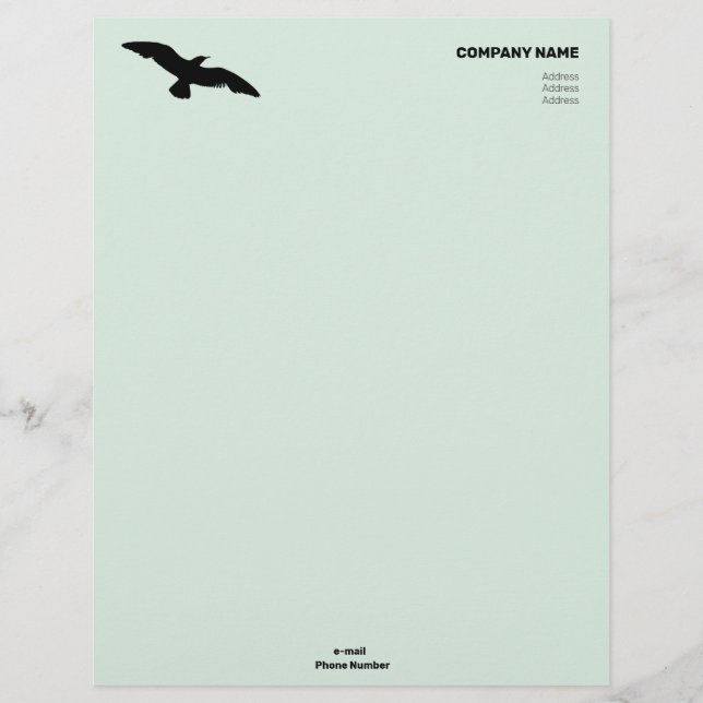 Moderate Monochrome Flat Flying Bird Letterhead (Front)