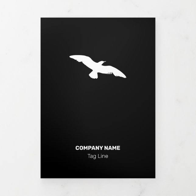 Moderate Monochrome Flat Flying Bird Tri-Fold Card (Cover)