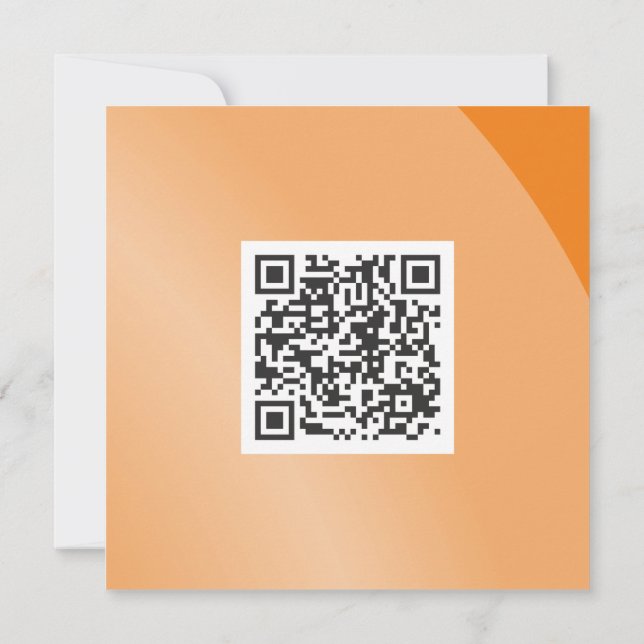 Moderate Orange Monochrome Modern Shaded Qr Code Card (Back)