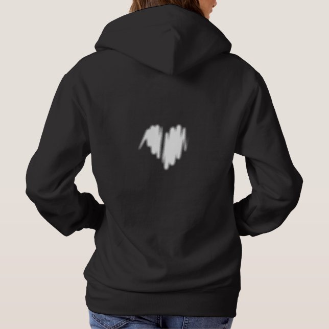 Moderate White Graffiti Sprayed Heart Image Hoodie (Back)